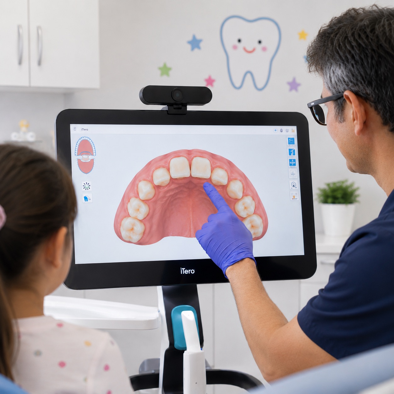Pediatric dental scan consultation in clinic