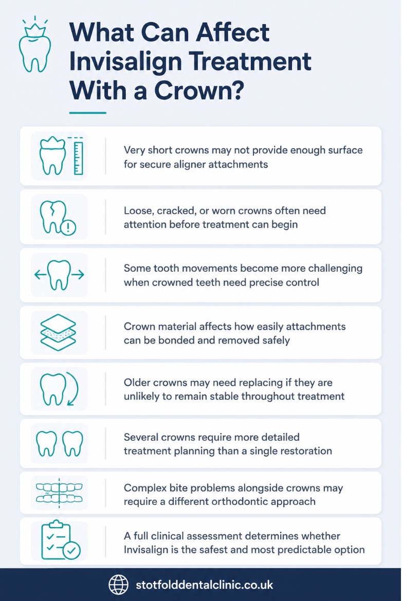 What can affect invisalign treatment with a crown